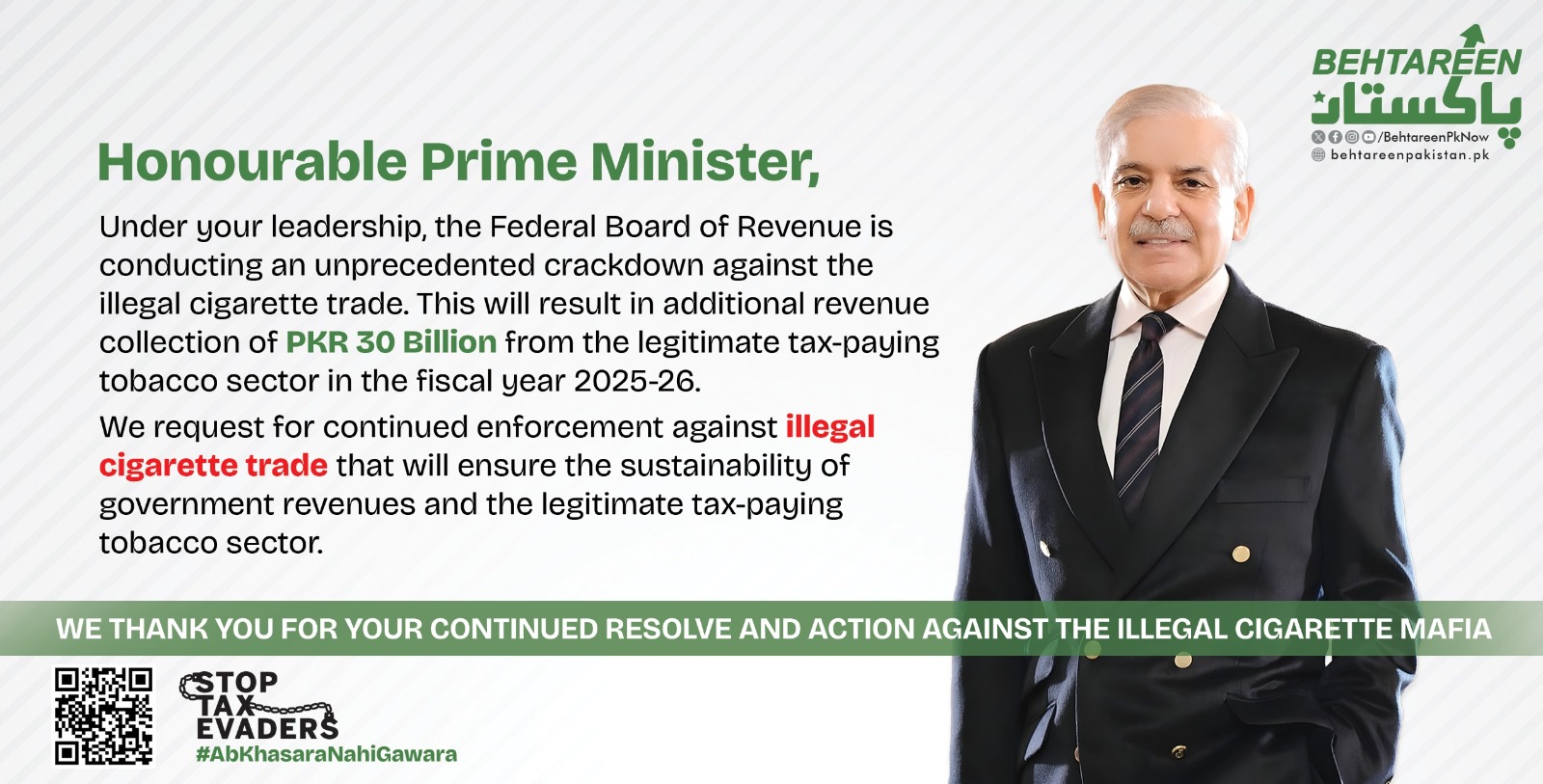Prime Minister's Stance On Pakistan's Illegal Cigarette Trade